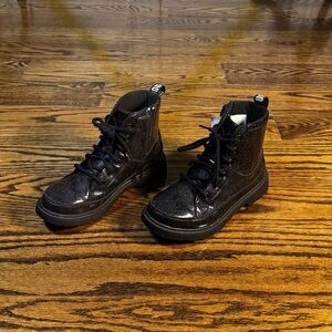 ✨ UGG Black Glitter Combat Boots (Girls Size 4 / EU 36)